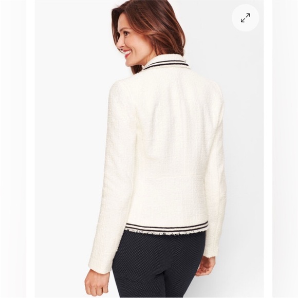 NWT Talbots Framed Tweed Ivory Blazer w Fringe size 10 - Picture 3 of 8